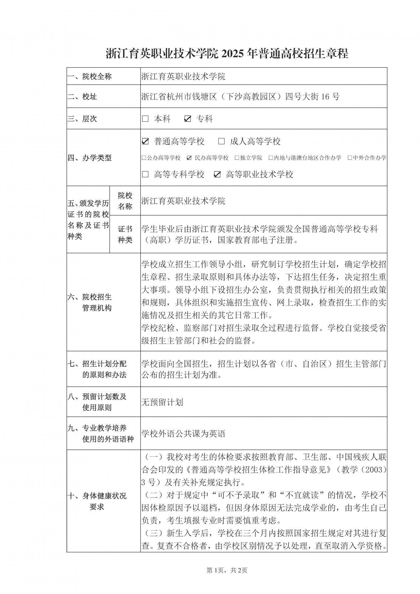 浙江省招生代码：0054